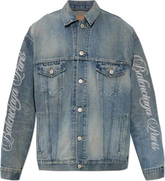Balenciaga Denim jack met vintage-effect - Dames - Spijkerjassen - Blauw - XS - Denim - Jassen