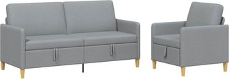 vidaXL Juego De Sof&aacute;s Con Almacenamiento 2 Pcs Gris Claro Poli&eacute;ster Vidaxl