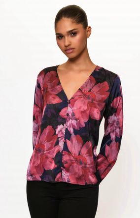Hutch Reya Long Sleeve Top In Navy Vintage Upholstery Floral