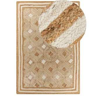 Beliani Beliani - Alfombra De Yute Tejida A Mano En Estilo Boho Natural 160 X 230 Cm Beige Mengen