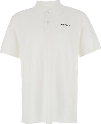 Alexander McQueen White Logo Shirt Collar Polo