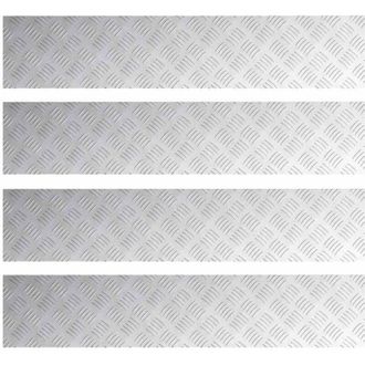 vidaXL Checker Plates 4 pcs Silver 100 x 20 cm Aluminium Vidaxl