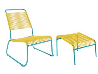 Schubiger M&ouml;bel Spaghetti-Kufen-Lounger-Hochlehner + Hocker S&auml;ntis