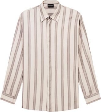 Emporio Armani Comfort-fit Fluid Viscose Overhemd met All-over Print - Heren - Casual Overhemden - Beige - L - Overhemden