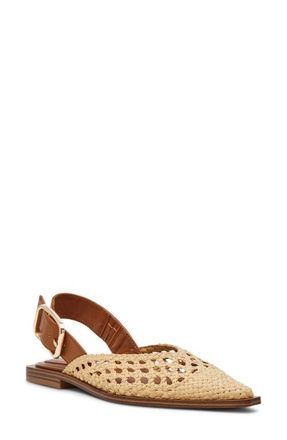 Steve Madden Shay Pointed Toe Slingback Flat in Natural Raffia at Nordstrom, Size 7.5