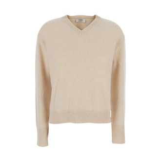 Max Mara Jersey Natural Cuello Pico - Dames - V-hals truien - Beige - M - Truien & Vesten