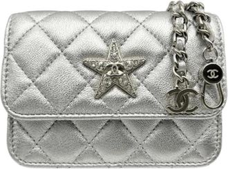 Chanel Pre-owned Matelasse Schoudertas - Dames - Vintage Mini Tas - Grijs - ONE Size - Leer - Vintage