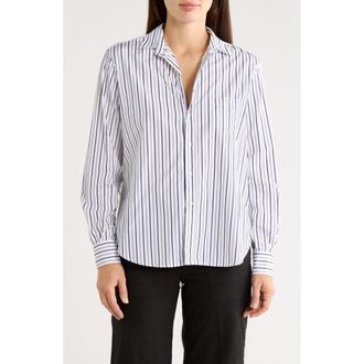 Frank & Eileen Eileen Relaxed Fit Button-Up Shirt in Multi Blue Stripe at Nordstrom Rack, Size X-Large