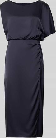 Comma Schimmerndes Midikleid im One-Shoulder-Look in Marine, Gr&ouml;&szlig;e 34