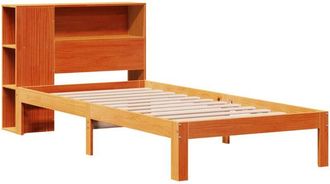 vidaXL Cama Con Estanter&iacute;a Sin Colch&oacute;n Madera Maciza Marr&oacute;n 75x190 Cm Vidaxl