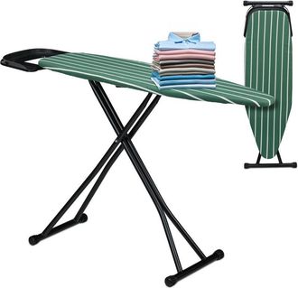 Relaxdays Relaxdays Tabla De Planchar Para Plancha De Vapor, 121 X 39 Cm, Regulable En Altura, Plegable, Estante, Verde/negro