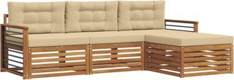 vidaXL Conjunto De Sof&aacute;s De Exterior 4 Uds. Natural Y Beige Vidaxl