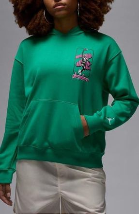 Nike Jordan Brooklyn Fleece Hoodie in Stadium Green/White at Nordstrom Rack, Size X-Small