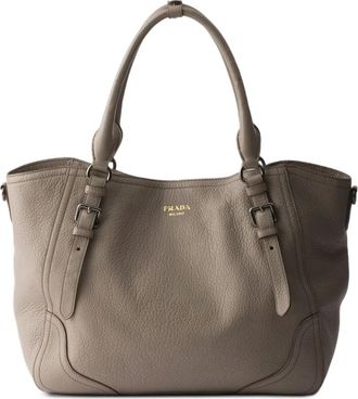 Prada large leather tote bag - women - Deer Skin - OS - Grey