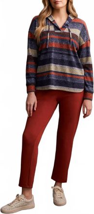 Tribal Stripe Cowl Neck Pullover In Night Sky