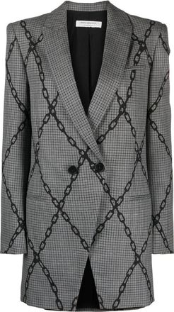 Philosophy di Lorenzo Serafini chain-link print blazer - women - Cotton/Viscose/Wool - 44 - Grey