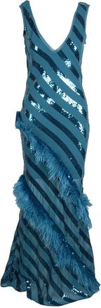 Patrizia Pepe Long Dress Polyester - Blue