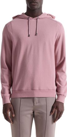 Bugatchi Textured Piqué Hoodie in Wood Rose at Nordstrom, Size Xx-Large