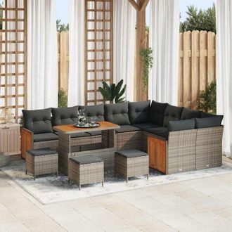 vidaXL Conjunto De Sof&aacute; De Jard&iacute;n 13 Pcs Gris 110 X 55 X 71 Cm Vidaxl
