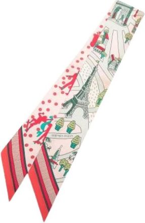 Herm&egrave;s Pre-owned Twilly Les Nouveaux Amoureux de Paris - Dames - Vintage Accessoires - Veelkleurig - ONE Size - Vintage