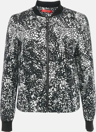 HUGO BOSS Black/white Printed Cotton Blend Crinkled Andina Jacket