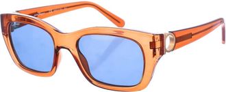 Ferragamo Ovale Acetaat Zonnebril met Metalen Details - Dames - Zonnebrillen - Bruin - ONE Size - Accessoires