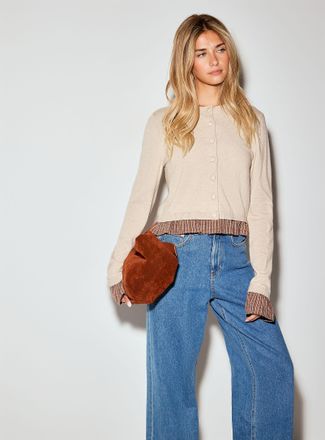 Icone Womens Overlaid shirt effect cropped cardigan