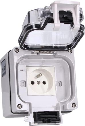OEM Enchufe Exterior De 250 V Y 16 A, Con Tapa Con Cerradura, Carcasa De Abs, Grado De Protecci&oacute;n Ip66, Equipado Con Tapa Impermeable, Apto Para Jardines 