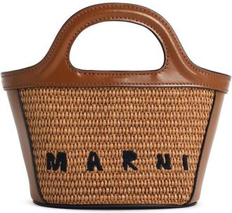 Marni Brown Leather Blend Micro Tropicalia Bag
