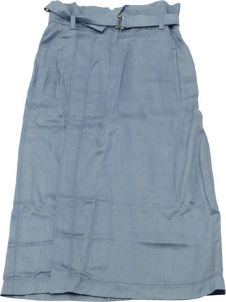 Tibi Belted Midi Skirt in Blue Lyocell