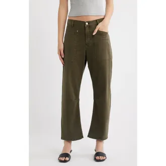 DL1961 Bilie Easy Barrel High Rise Twill Pants in Pine at Nordstrom, Size 32