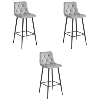 OEM Sgabello Nado - Velluto Grigio Argento / Gambe Nere X 3