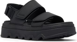 Sorel Kinetic Sunchase Slingback Sandal in Black/Sea Salt at Nordstrom, Size 12