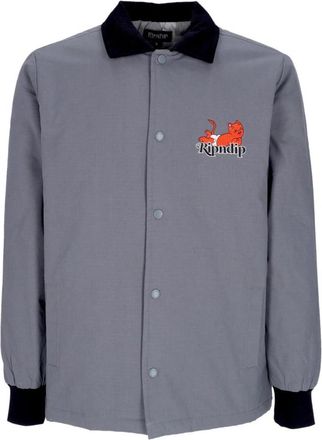 Ripndip Duivels Baby Button Down Jas - Heren - Zomerjassen - Grijs - S - Katoen - Jassen