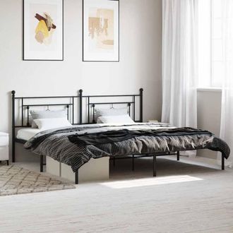 vidaXL Estructura Cama Sin Colch&oacute;n Con Cabecero Metal Negro 193x203 Cm Vidaxl