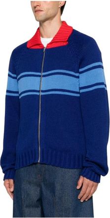 Marni Truien & Vesten, Heren, Blauw, M, Katoen, Ribbed Zip Cardigan