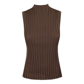 Max Mara Sleeveless Tops, female, Brown, Size: S Sleeveless Top