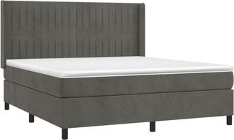 vidaXL Vidaxl - Cama Box Spring Con Colch&oacute;n Terciopelo Gris Oscuro 160x200 Cm