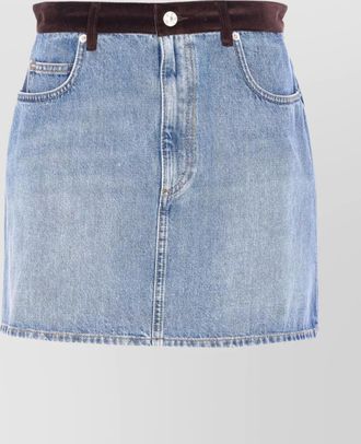 Marni denim mini skirt leather waistband