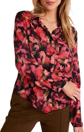 Bella Dahl Womens Full Button Down Hipster Shirt In Autumn Bloom Print