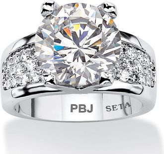 Palm Beach Jewelry 6.96 TCW Round Cubic Zirconia Ring Platinum Plated