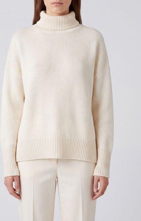 Lisa Yang Dolcevita in puro cashmere con spalle cadute e bordi a costine