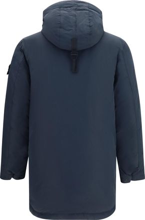 Stone Island Mens Long Down Jacket Navy Blue