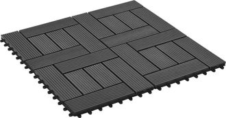 vidaXL Tile De Decking 22 Uds. Negro 30 X 30 Cm Wpc Vidaxl