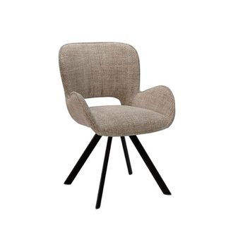 Koketto Home Silla elegante color topo con reposabrazos bajos acolchados