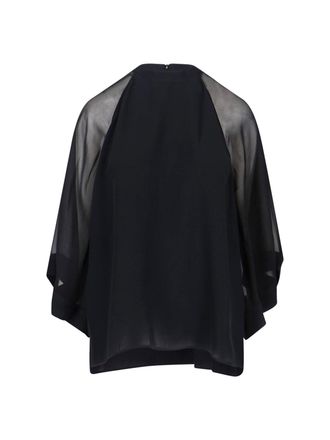 Filippa K Black Raglan Sleeve Semi-Transparent Viscose Blouse