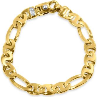 Pompeii3 Mens Figaro Link 14k Gold (30gram) or Platinum (49gram) 9.5mm Bracelet 8.5