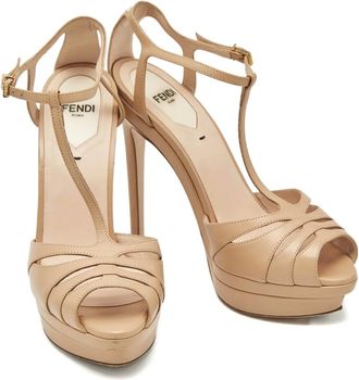 Fendi Sandali con plateau e cinturino a T 105mm - Toni neutri
