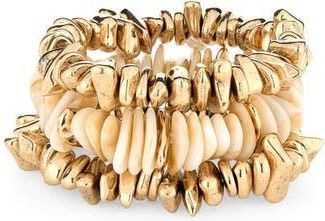Natasha Set of 3 Beaded Stretch Bracelets in Gold/Ivory at Nordstrom Rack