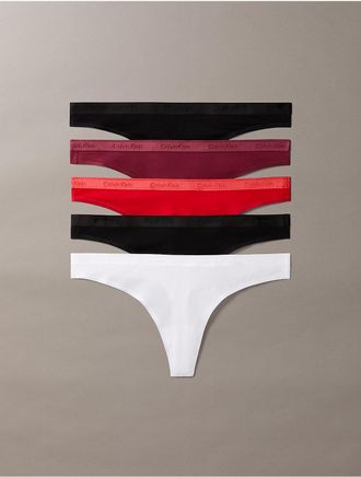 Calvin Klein Womens Icon Logo 5-Pack Thong - Multi - XL